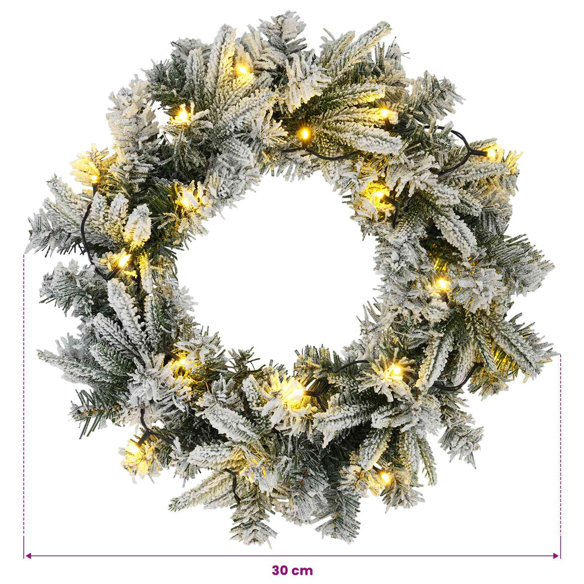 Kerstkrans Wit Ø 30 cm PVC en PE 25 LED's
