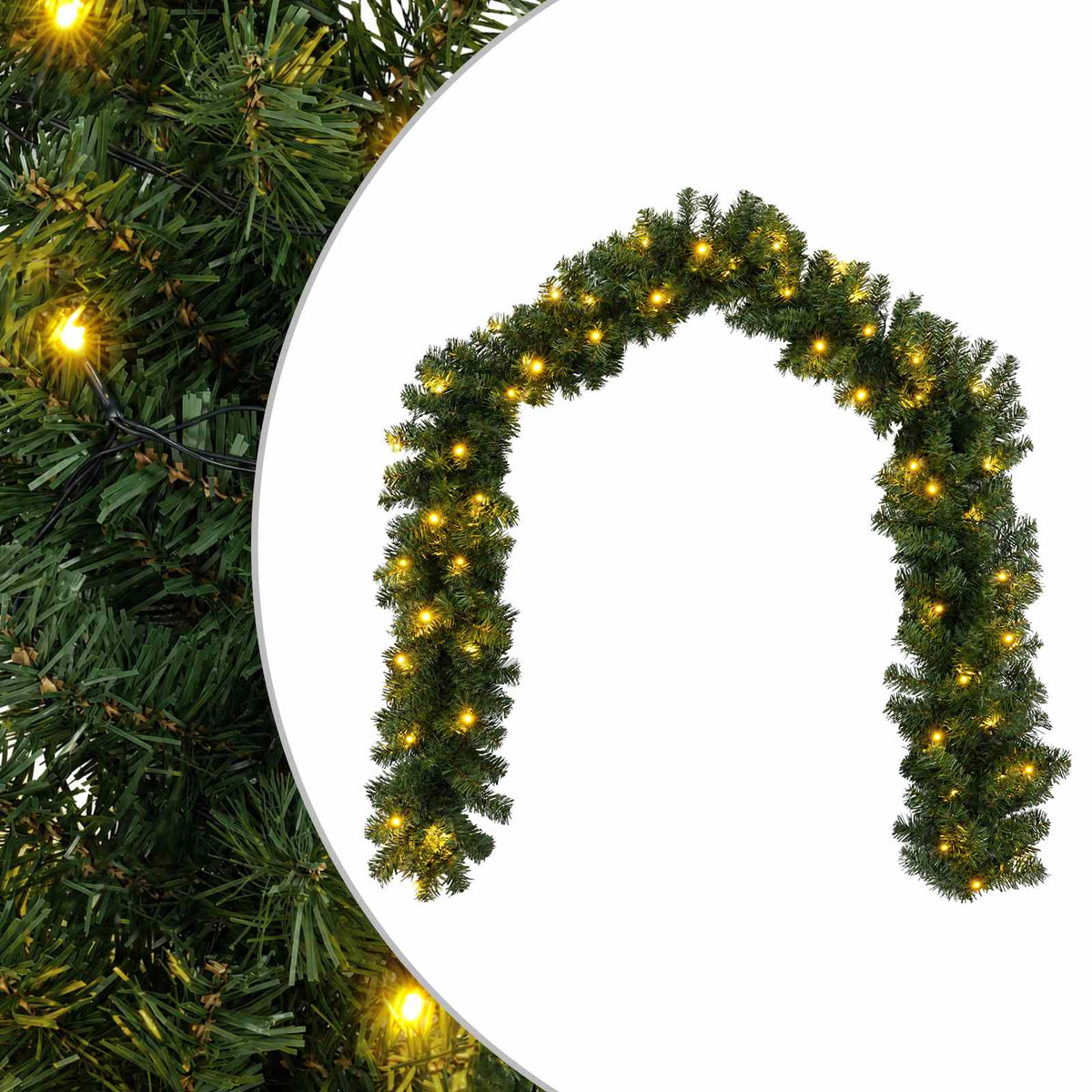 Kerstkrans Groen 270 cm PVC 50 LED's