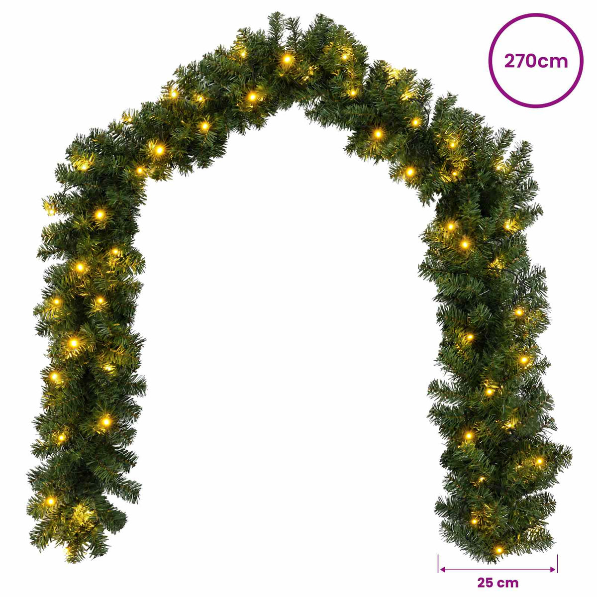Kerstkrans Groen 270 cm PVC 50 LED's