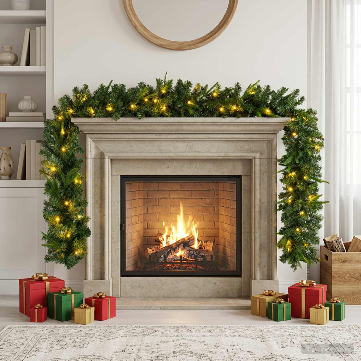 Kerstkrans Groen 270 cm PVC en PE 50 LED's