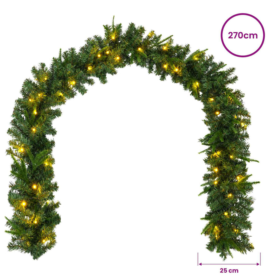 Kerstkrans Groen 270 cm PVC en PE 50 LED's
