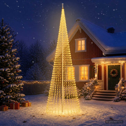 Kerstboomlicht met grondpen & vlaggenmast 500cm 1632 LEDs