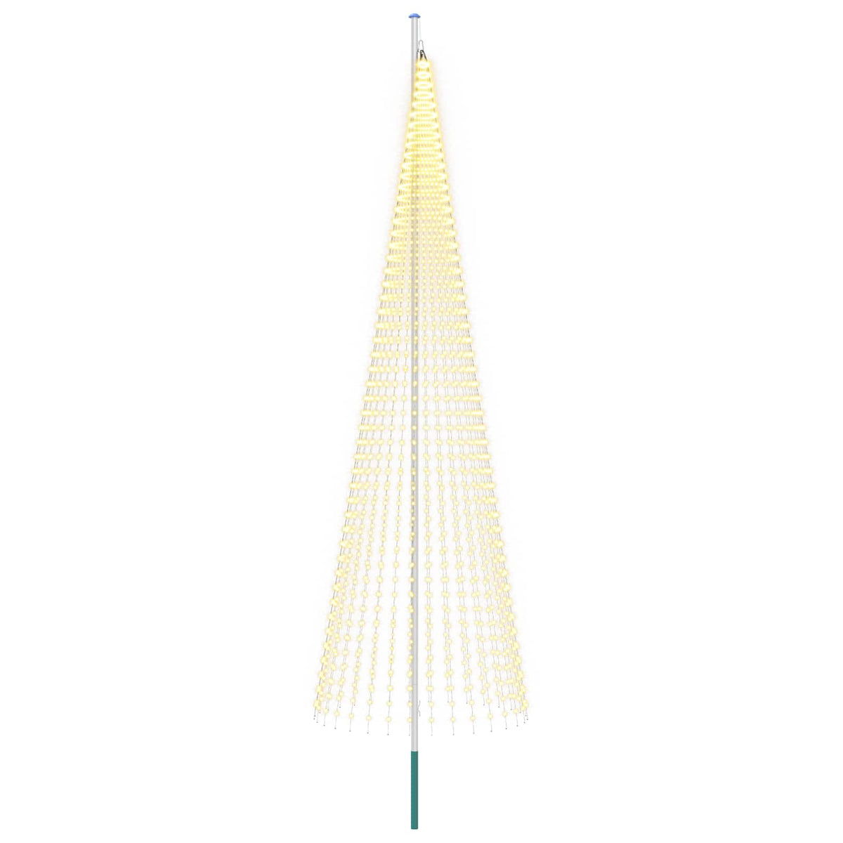 Kerstboomlicht met grondpen & vlaggenmast 500cm 1632 LEDs