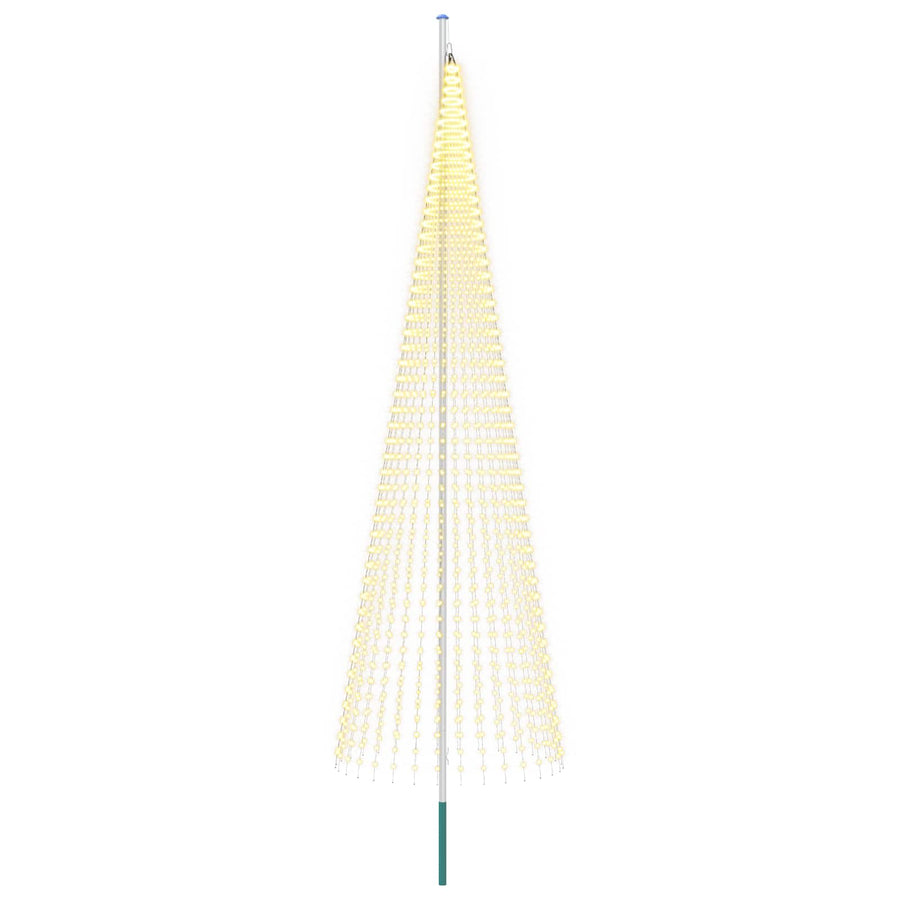 Kerstboomlicht met grondpen & vlaggenmast 500cm 1632 LEDs