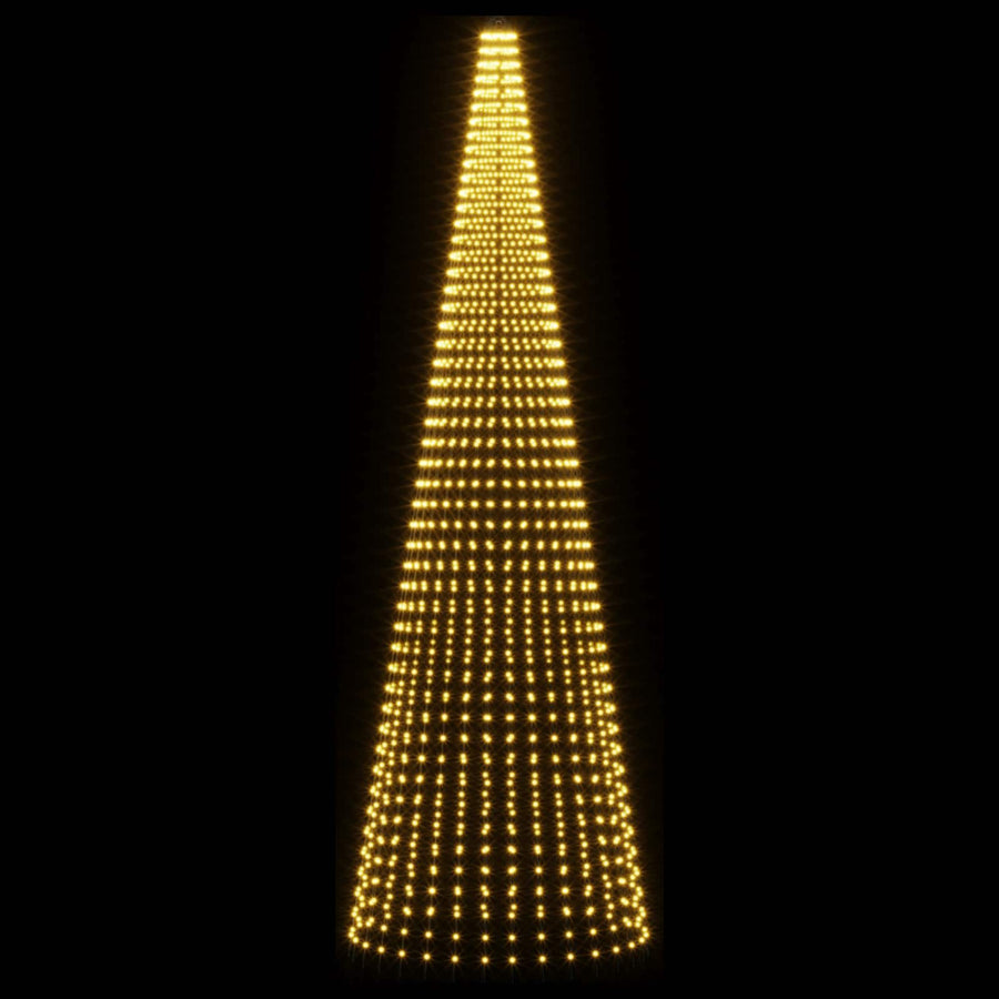 Kerstboomlicht met grondpen & vlaggenmast 500cm 1632 LEDs