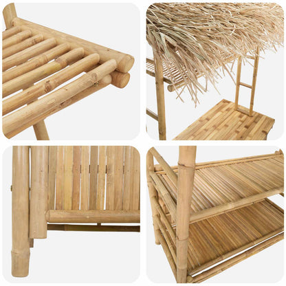 Buitenbar tafel en krukken 3 st Naturel Bamboe