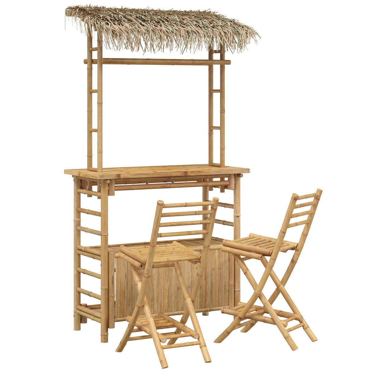 Buitenbar tafel en krukken 3 st Naturel Bamboe