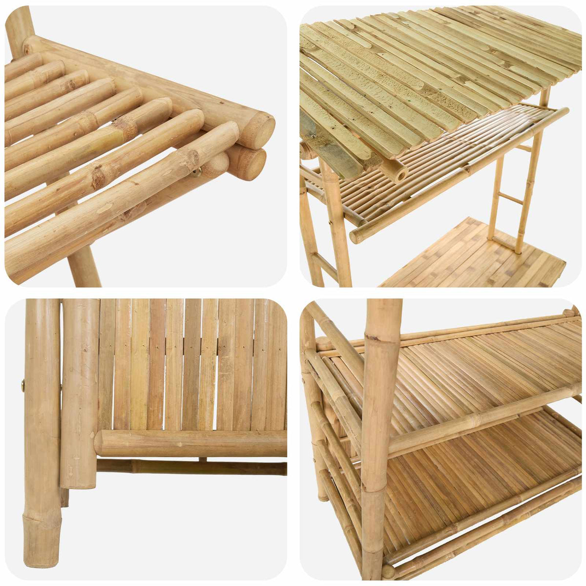 Buitenbartafel en krukken 3 st Naturel Bamboe