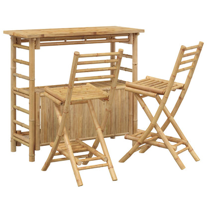 Buitenbar tafel en krukken 3 st Naturel Bamboe
