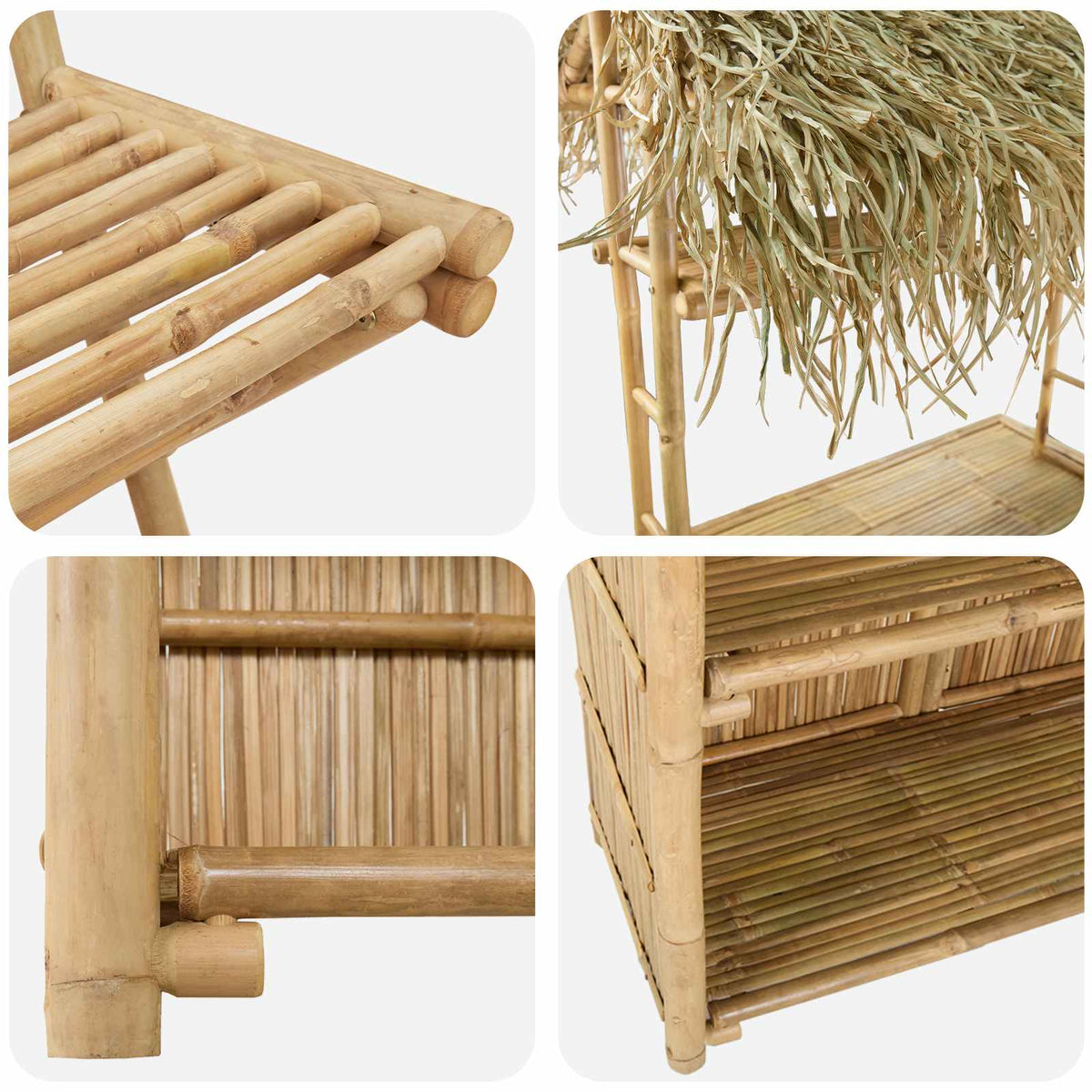 Buitenbar tafel en krukken 3 st Naturel Bamboe