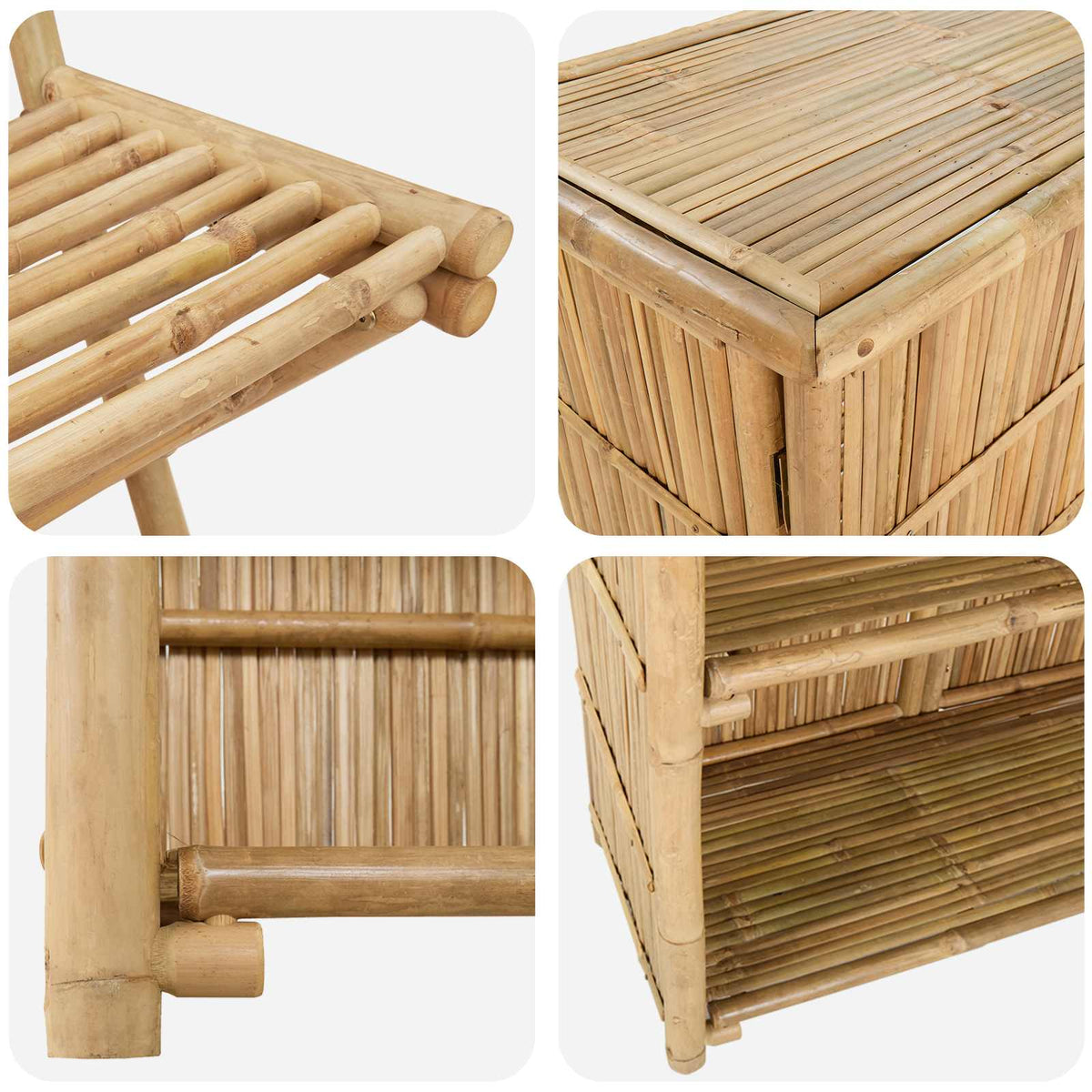 Buitenbar tafel en krukken 3 st Naturel Bamboe