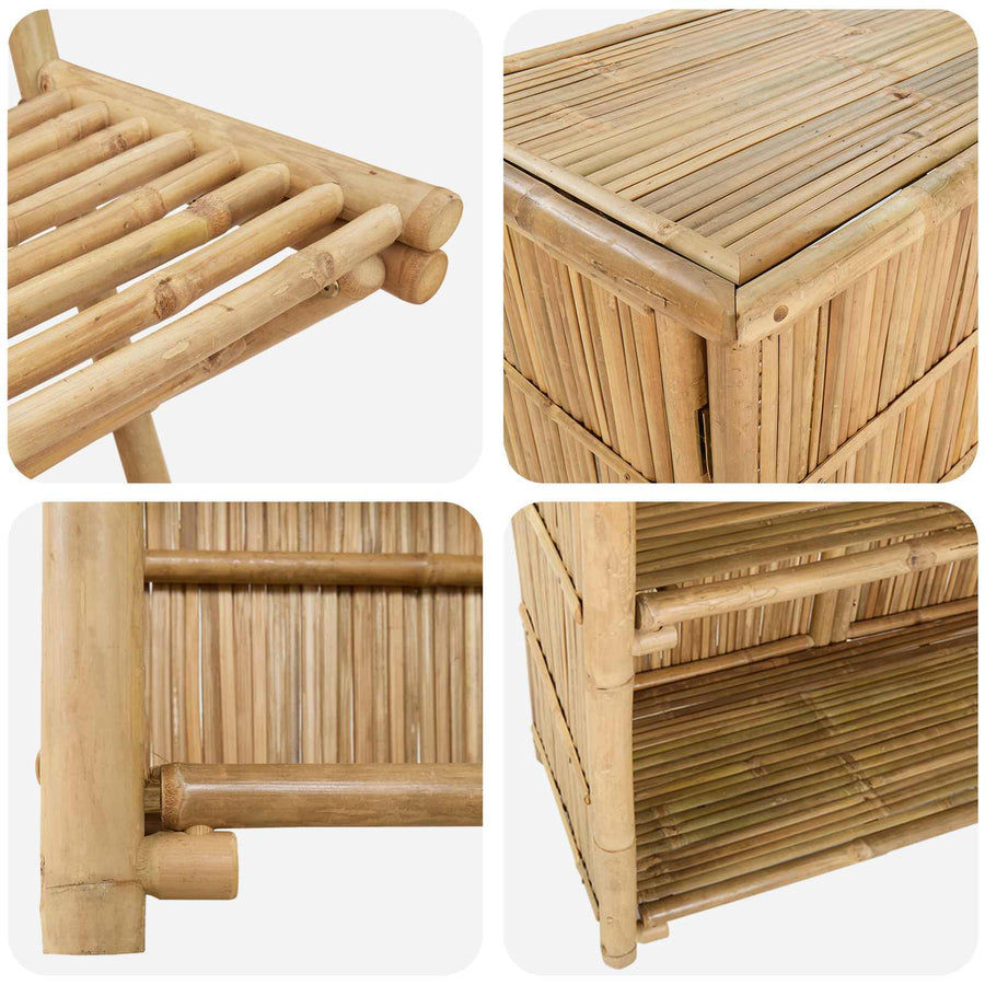 Buitenbar tafel en krukken 3 st Naturel Bamboe