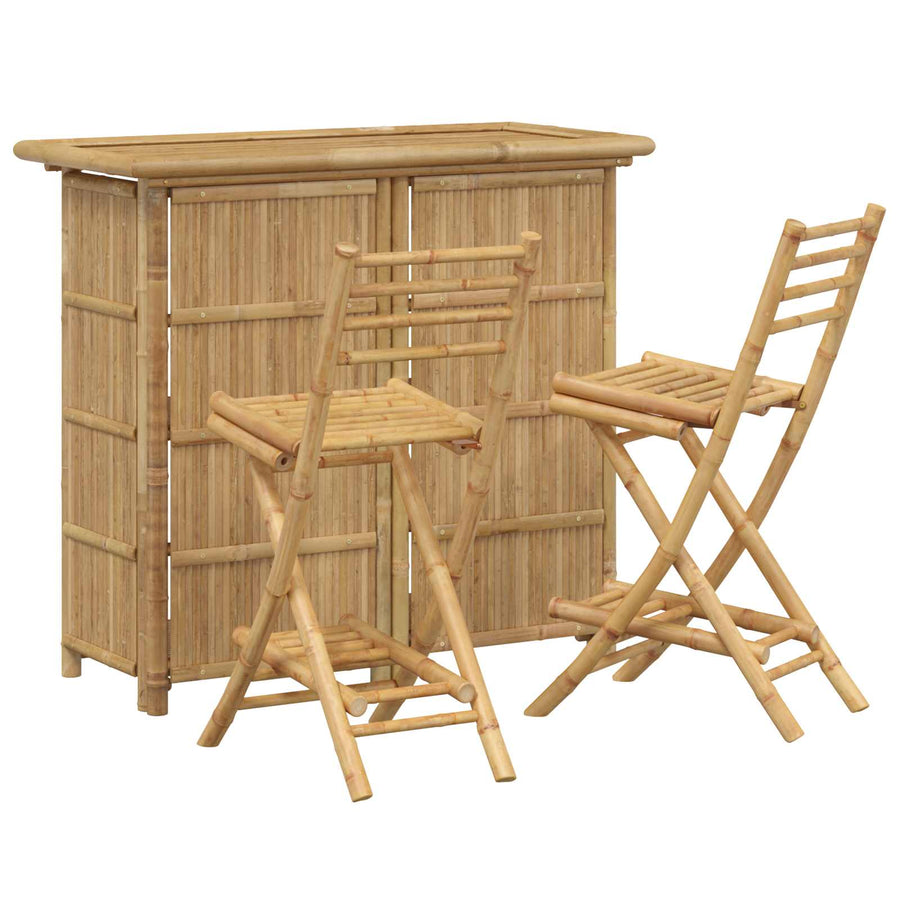 Buitenbar tafel en krukken 3 st Naturel Bamboe