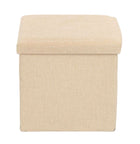 Poef 38x38x38 cm beige opbergruimte opvouwbaar