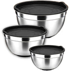 Ceruzo Mixing Bowl Set with Lids - Stainless Steel - Set of 3