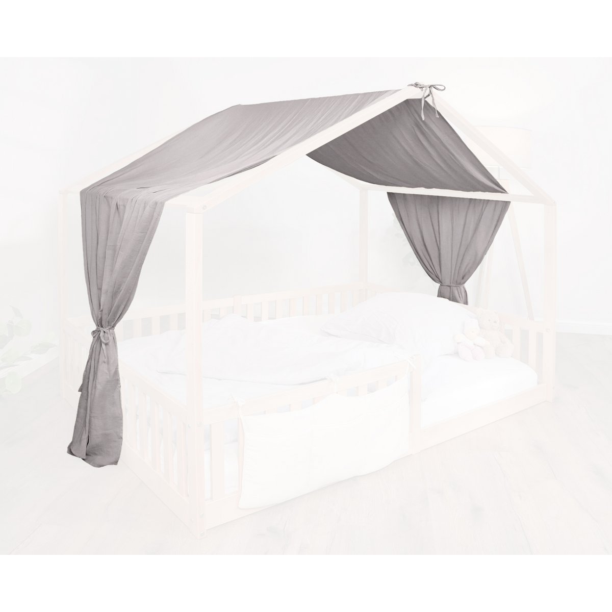 Tissi® luifel mosselin voor huisbedden 120-140x200 cm grijs