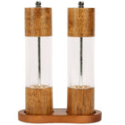 Ceruzo Pepper Mill and Salt Grinder Set - 21cm - Adjustable Grinding Degree - Oak Wood