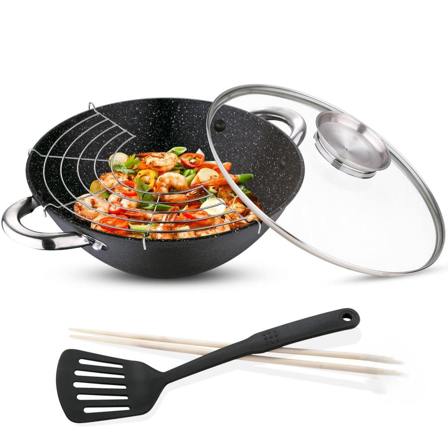 Ceruzo Wok - Gietijzer - Deksel Met Aromaknop