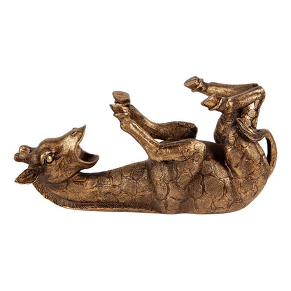 Flessenhouder Giraf 33x13x16 cm Goudkleurig Kunststof