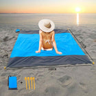 Strandmat picknickkleed 210x200 cm polyester blauw grijs