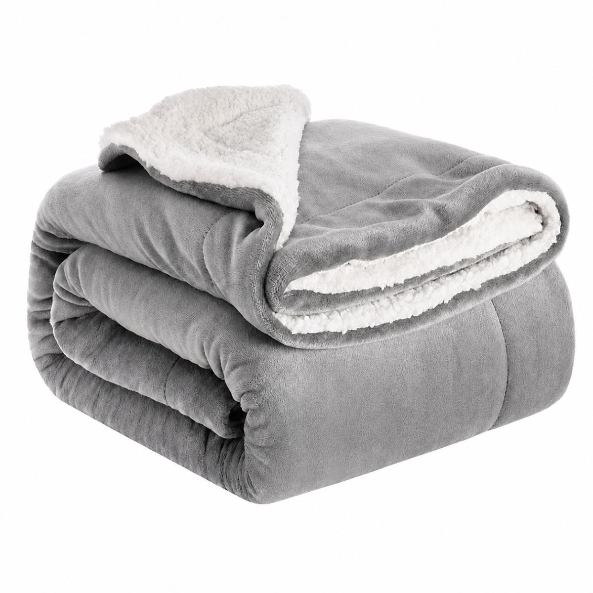 Ceruzo Sherpa Fleece Deken - 150X200 Cm - Licht Grijs