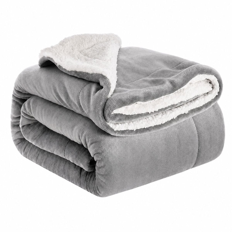 Ceruzo Sherpa Fleece Deken - 150X200 Cm - Licht Grijs