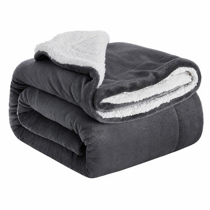 Ceruzo Sherpa Fleece Deken - 150X200 Cm - Donker Grijs