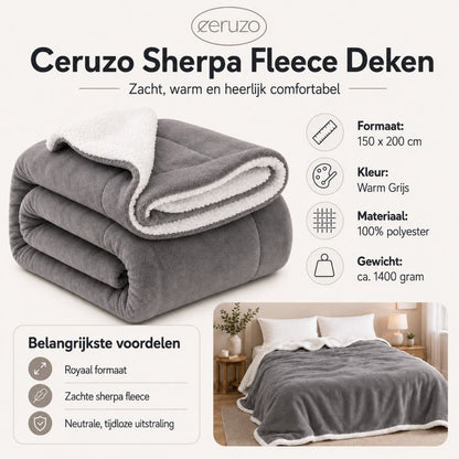 Ceruzo Sherpa Fleece Deken - 150X200 Cm - Donker Grijs