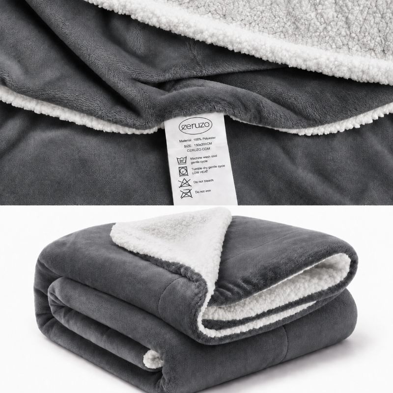 Ceruzo Sherpa Fleece Deken - 150X200 Cm - Donker Grijs