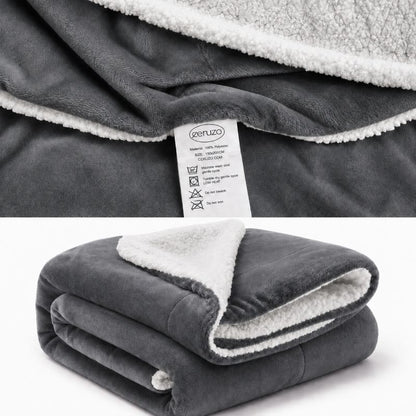 Ceruzo Sherpa Fleece Deken - 150X200 Cm - Donker Grijs