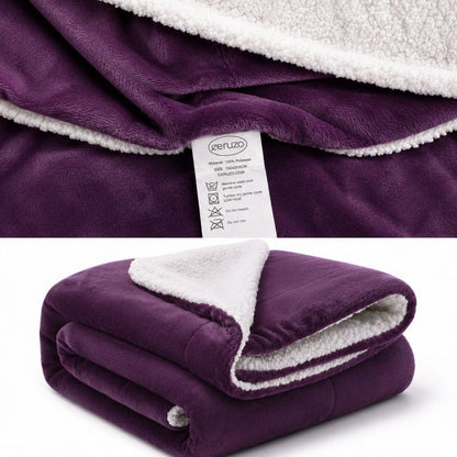 Ceruzo Sherpa Fleece Deken - 150X200 Cm - Paars