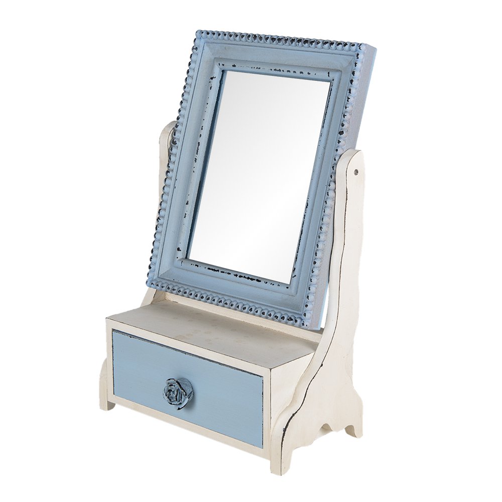 Staande spiegel 25x38 cm blauw MDF met lade