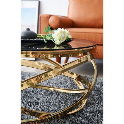 Salontafel Ø 80 cm goud grijs