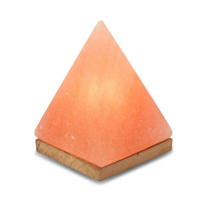 Himalaya Zoutlamp Pyramide Houten Voet Oranje 12,5x12x17,5cm
