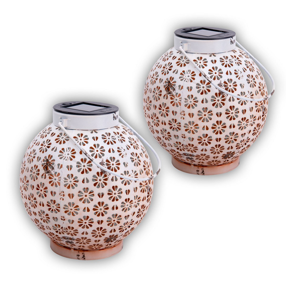 2 Set LED Zonnelicht Metalen Decoratie Buiten Wit 18 cm