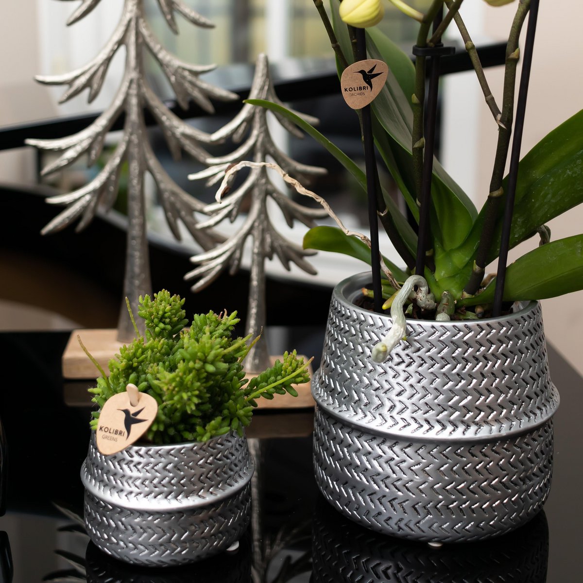 Sierpot keramiek mat zilver Ø6 cm