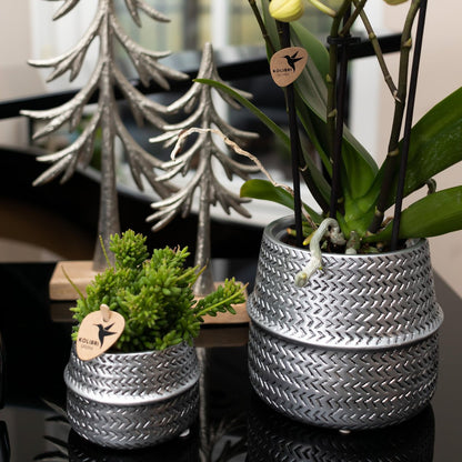 Sierpot keramiek mat zilver Ø6 cm