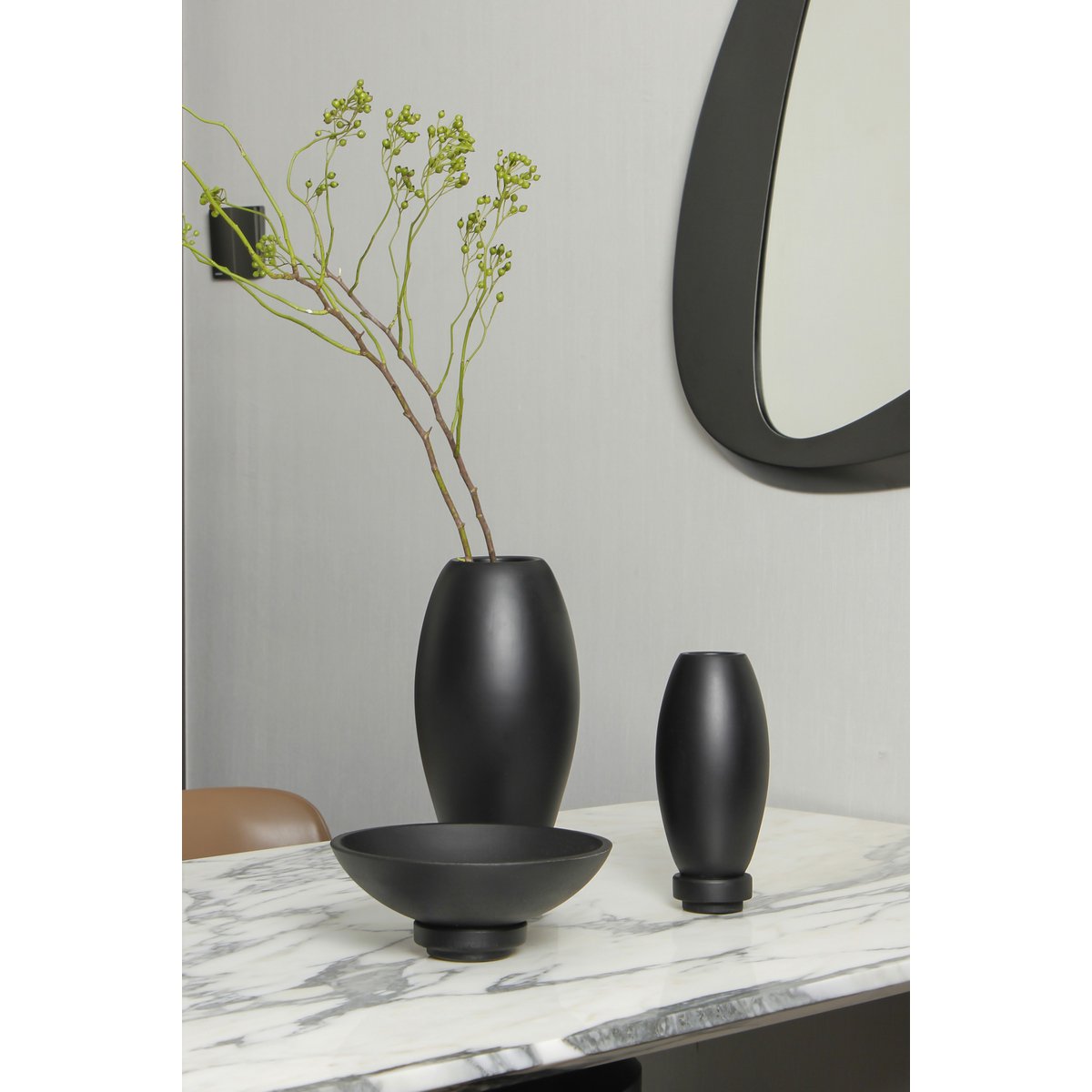 Grote Schaal Modern Design Kom Zwart Microcement RUD12BK