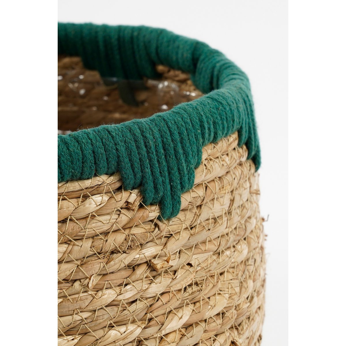 Plantenmand set van 3 H24xØ26 cm zeegras groen bruin