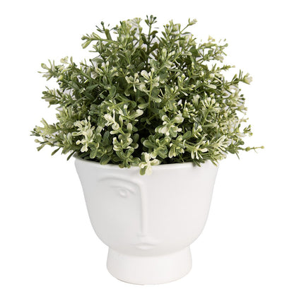 Bloempot Ø 14x12 cm wit keramiek gezicht