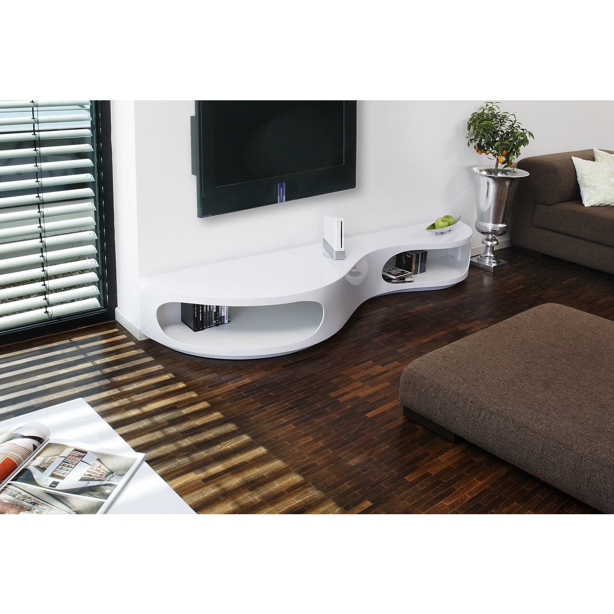 Laag bord 200x50x30 cm wit hoogglans MDF