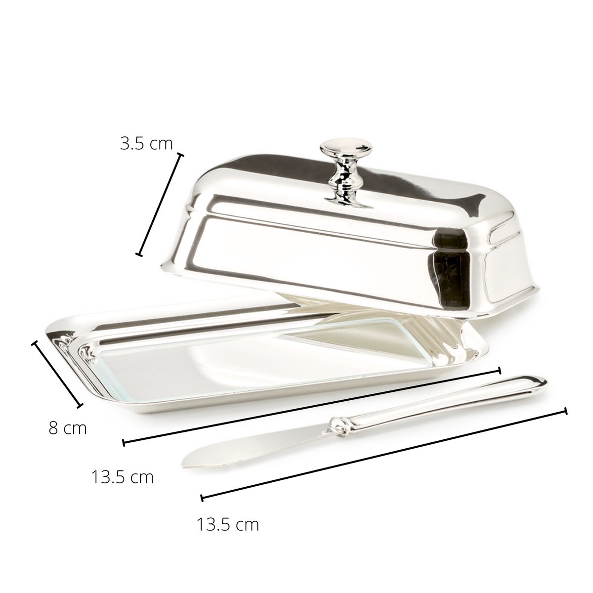 Boterdoos 13x8x6 cm zilver staal