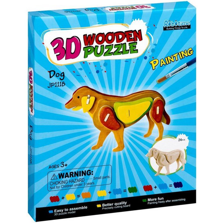 Houten puzzel hond 20x7,5x15 cm