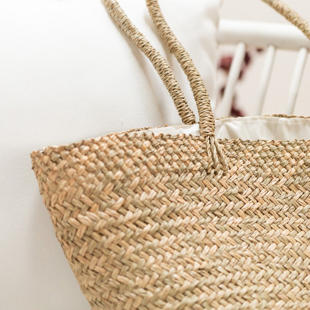 Strandtas zeegras 45x14x28 cm beige