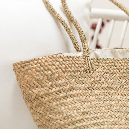 Strandtas zeegras 45x14x28 cm beige
