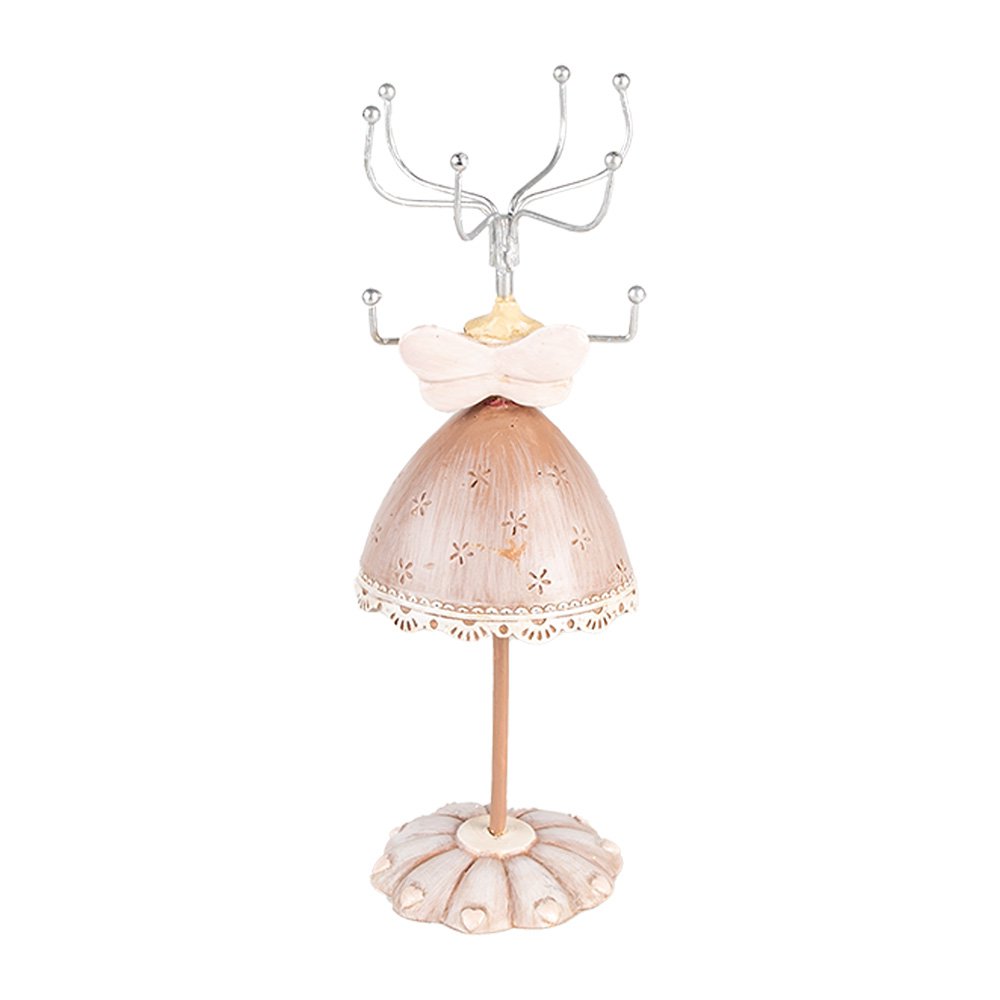 Sieraden standaard jurkje beige kunststof metaal Ø 7x19 cm