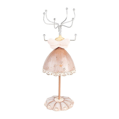 Sieraden standaard jurkje beige kunststof metaal Ø 7x19 cm