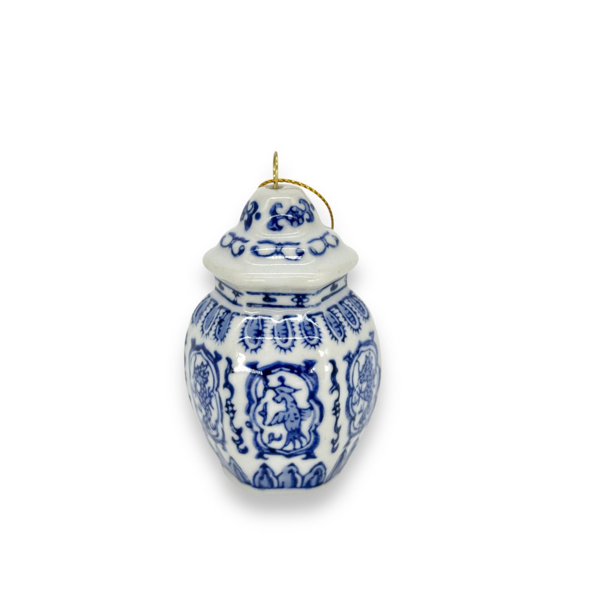 Blue and white porcelain mini Christmas ornament