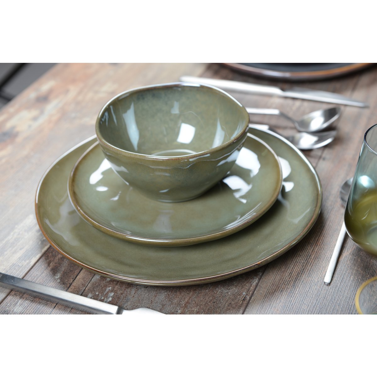 Vlakke plaat keramiek khaki 28.5x21.5x2.9 cm