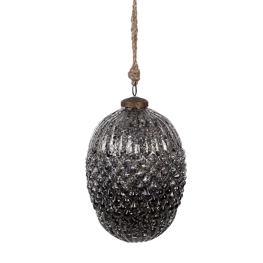 Kerstbal 13x18 cm zwart glas